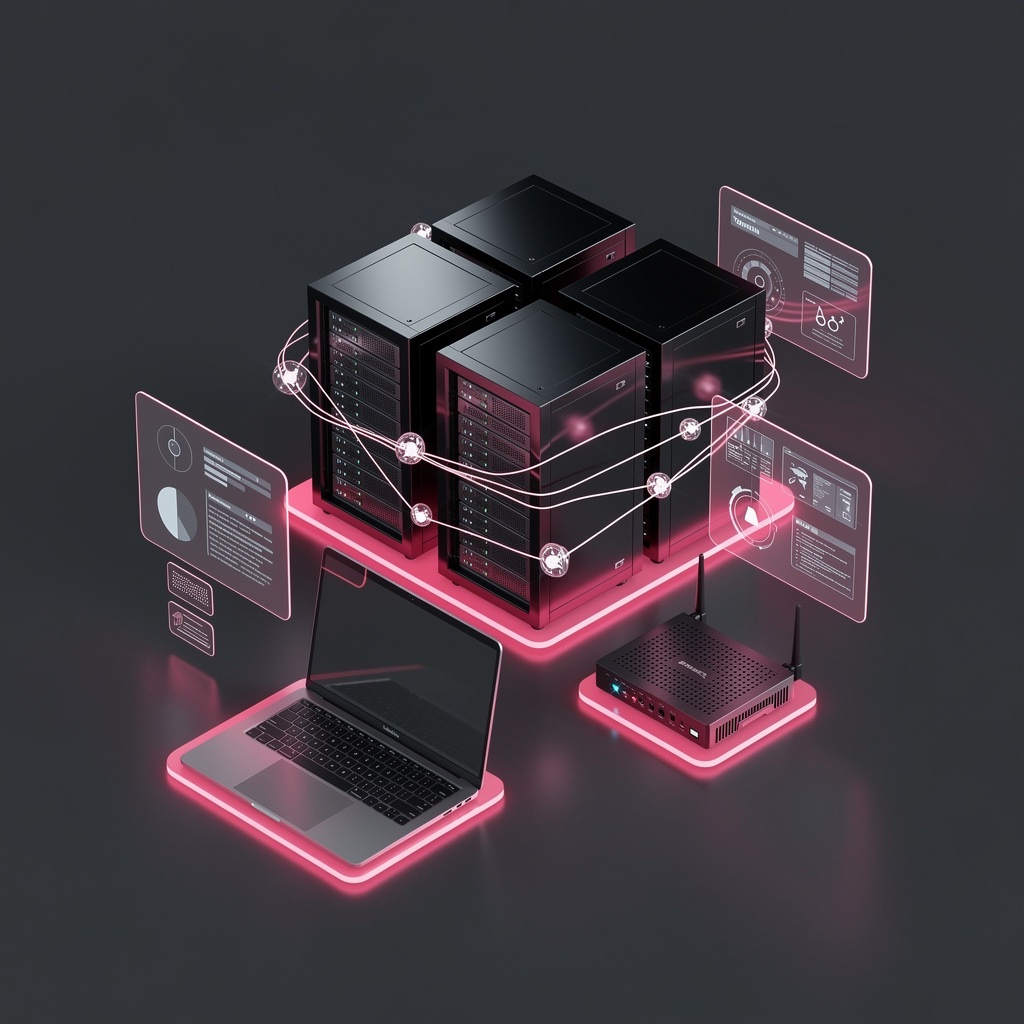 Moderne IT-Infrastruktur. Server, Netzwerk und Geräte aus einer Hand